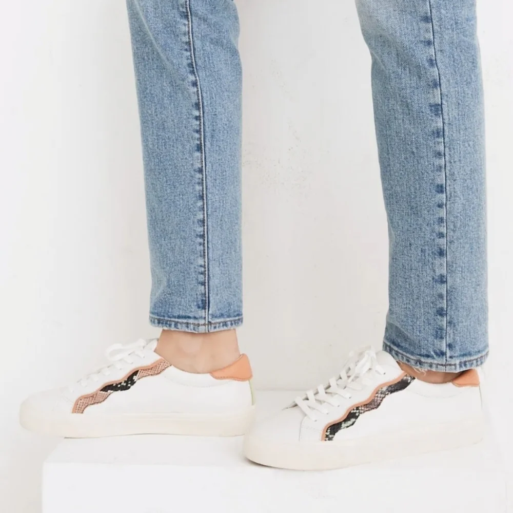MADEWELL Sidewalk Sneakers in Snake Embossed Leather Wave Edition size 7.5